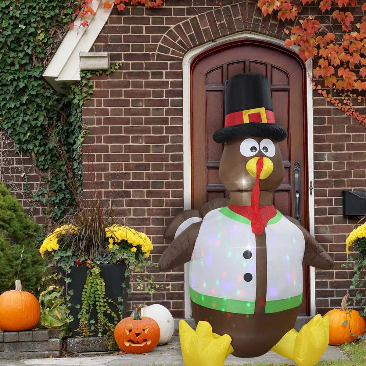 Christmas Thanksgiving Inflatable Turkey Decoration with LED Lights Suitable for Fall Harvest Party Indoor and Outdoor Shopping Mall Yard Y251111