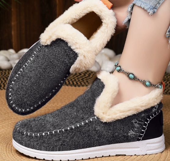Womens Boots 2024 Women Winter Boots Fur Shoes Women Ankle Boots Snow Botas Mujer Slip On Winter Shoes Female Flat Footwear 241227