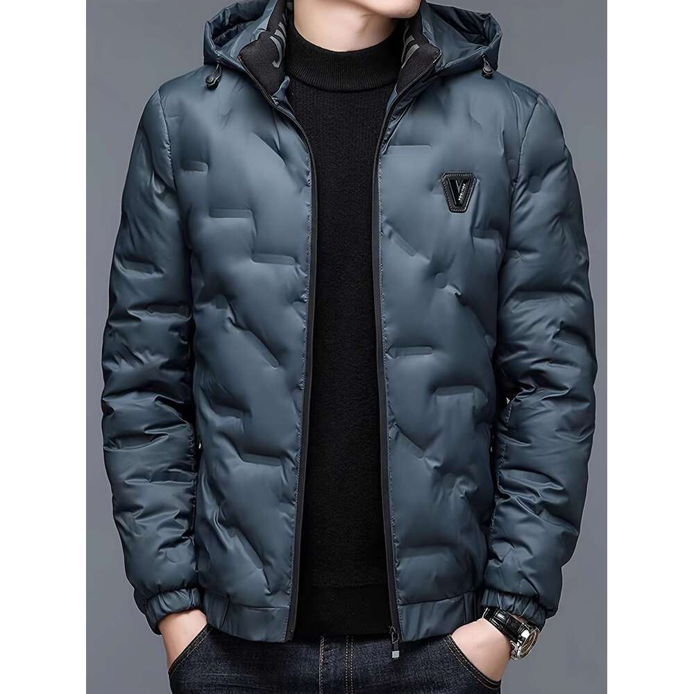 Windproof High Quality Men's Full-Zip Hooded Jacket With Design | Polyester Shell, Soft Lining, Full-Length Zipper Closure, Casual & Outdoor