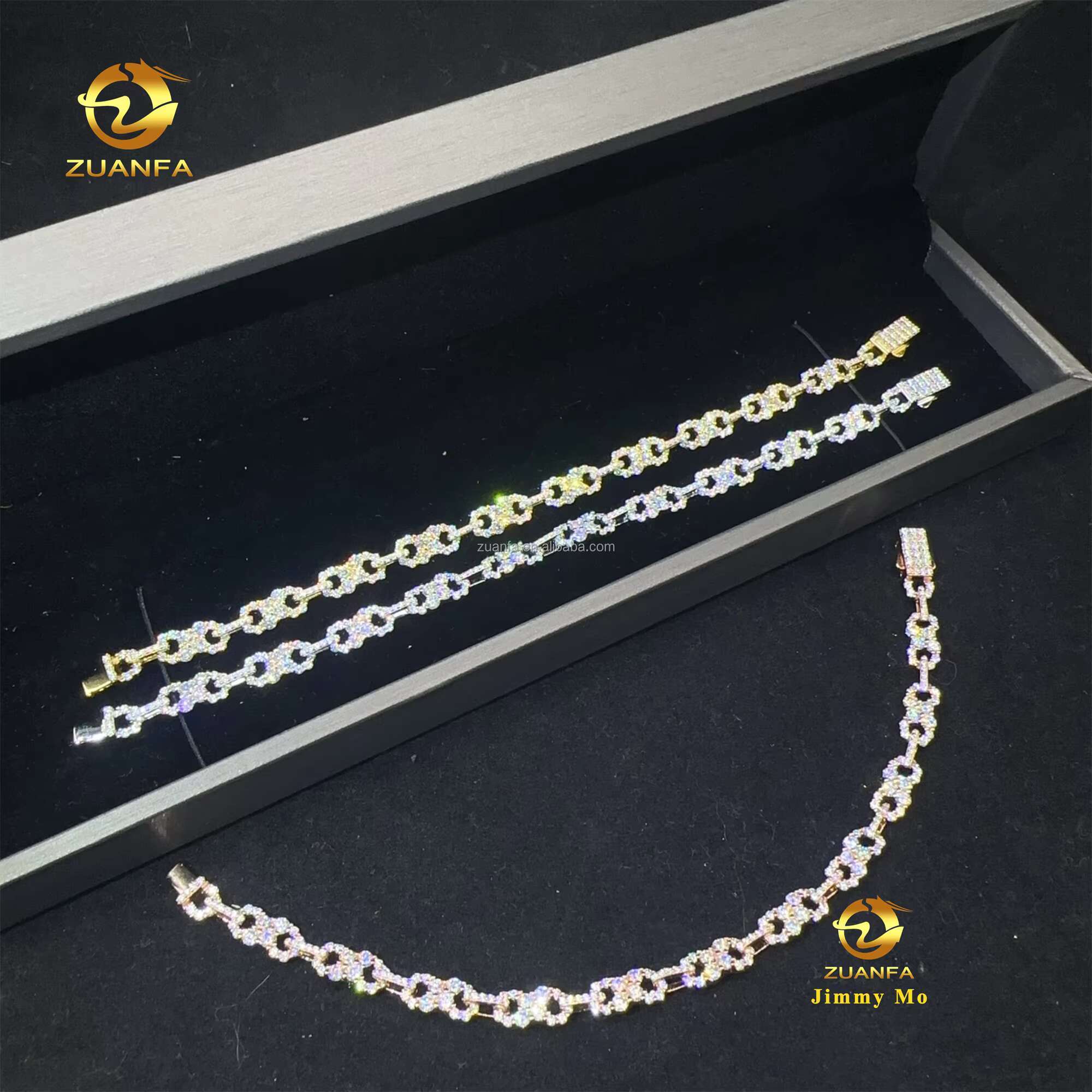 Wholesale Price New Arrivals Bulk Stock S925 Silver Iced Out Hip Hop Fire Jewelry VVS Moissanite Diamond Infinity Bracelet