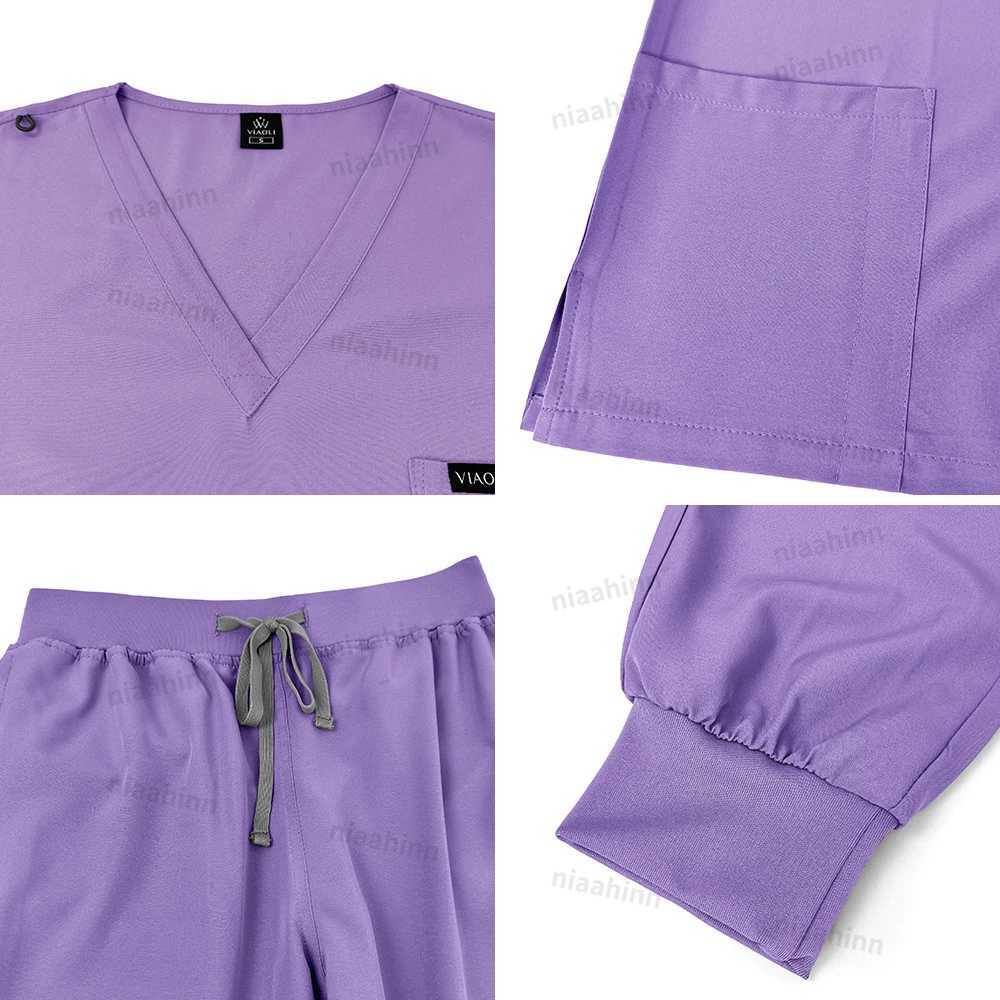 Nurse Uniform Fashionable V-neck Uniform Set Mens Scrub Medical Scrub Women Pet Shop Clinic Pharmacy Workwear Beautician Uniform X250528