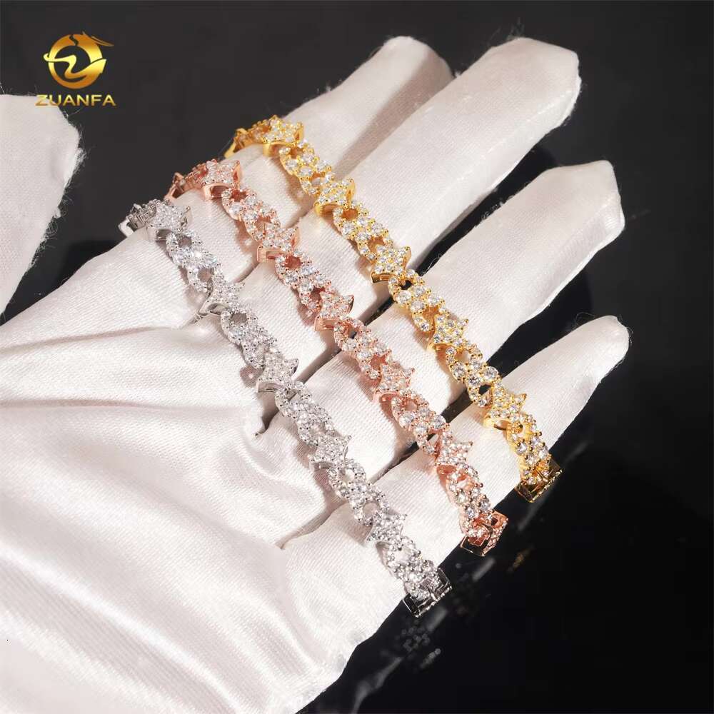 New Arrival Iced Out Fancy Shape Infinity 925 Silver Rose Gold Moissanite Diamond Women Necklace