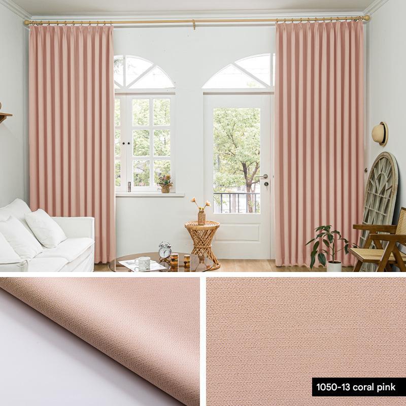 T0020 new curtain fallen leaves jacquard fabric blackout light milk tea color curtains living room bedroom curtains finished products