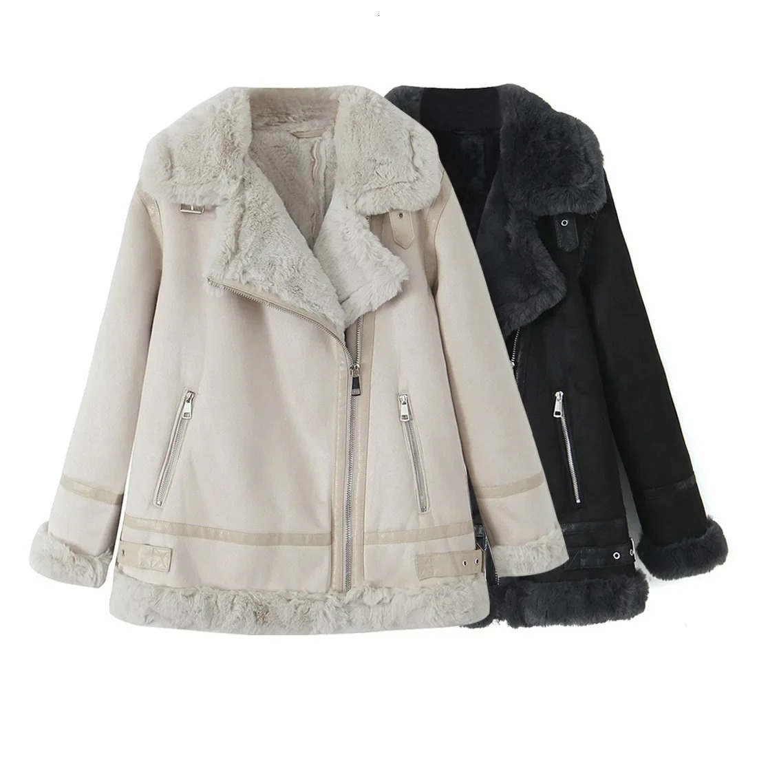 Casual Thickened Lamb Velvet Jacket Womens Autumn Winter Clothes Simple Style Outerwear Full Sleeve Flip Collar Coat 251106