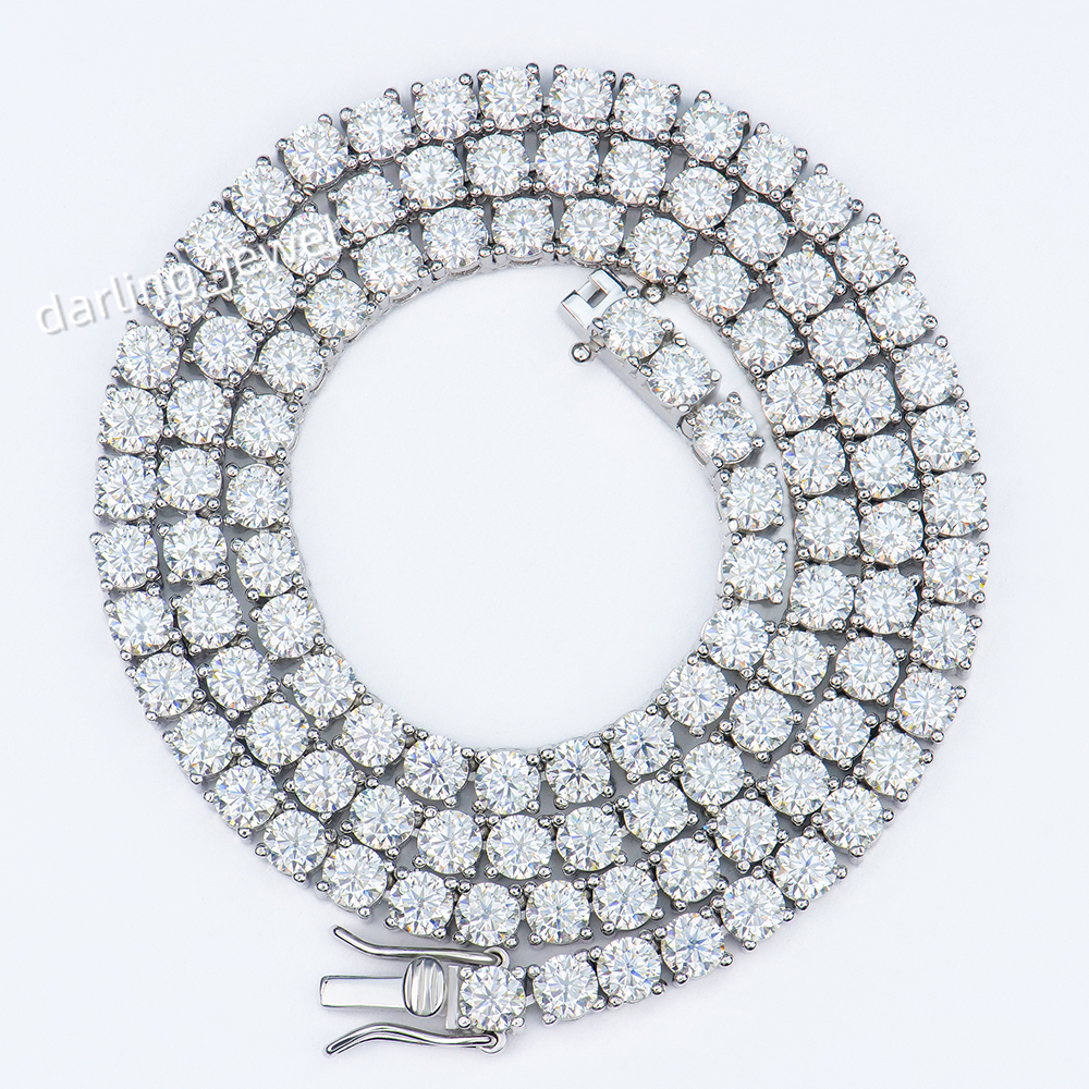 Xingyue 4mm Wholesale Men Women Hip-hop Jewelry 925 Sterling Silver Gra Vvs Mossanite Moissanite Diamond Tennis Chain Necklace