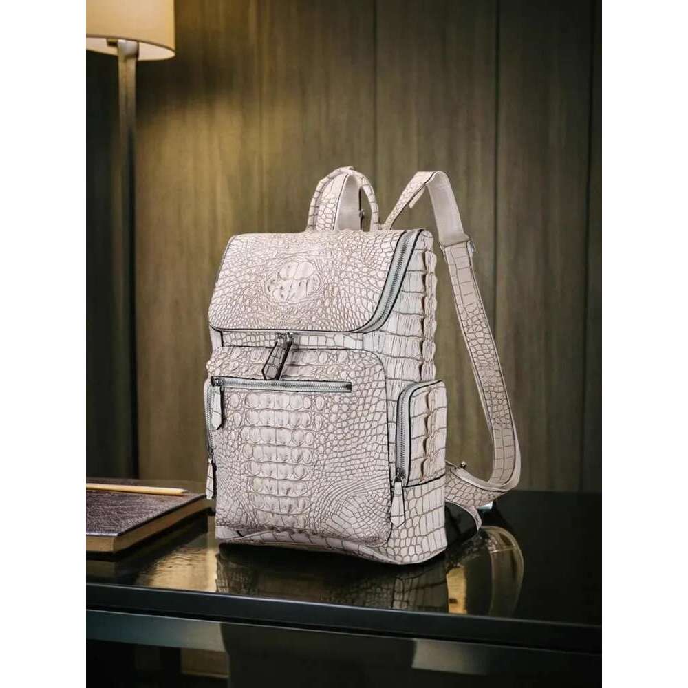 Backpack Haruku Mens Genuine Leather Backpack Large Capacity Travel Bag High Quality Crocodile Skin Fashion Casual School Backpacks