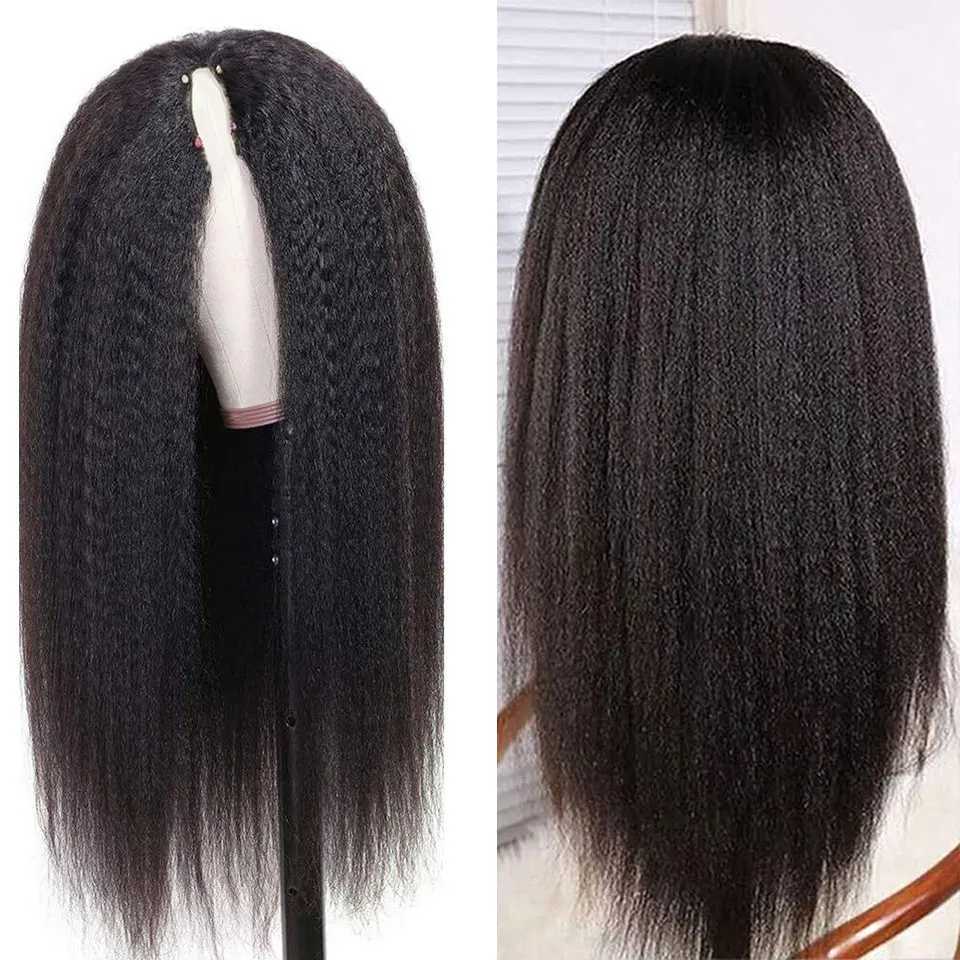 Kinky Straight U V Part Wig Human Hair No Leave Out U Part Brazilian Yaki Straight Machine Made Human Hair Wigs For Women VirginT251111