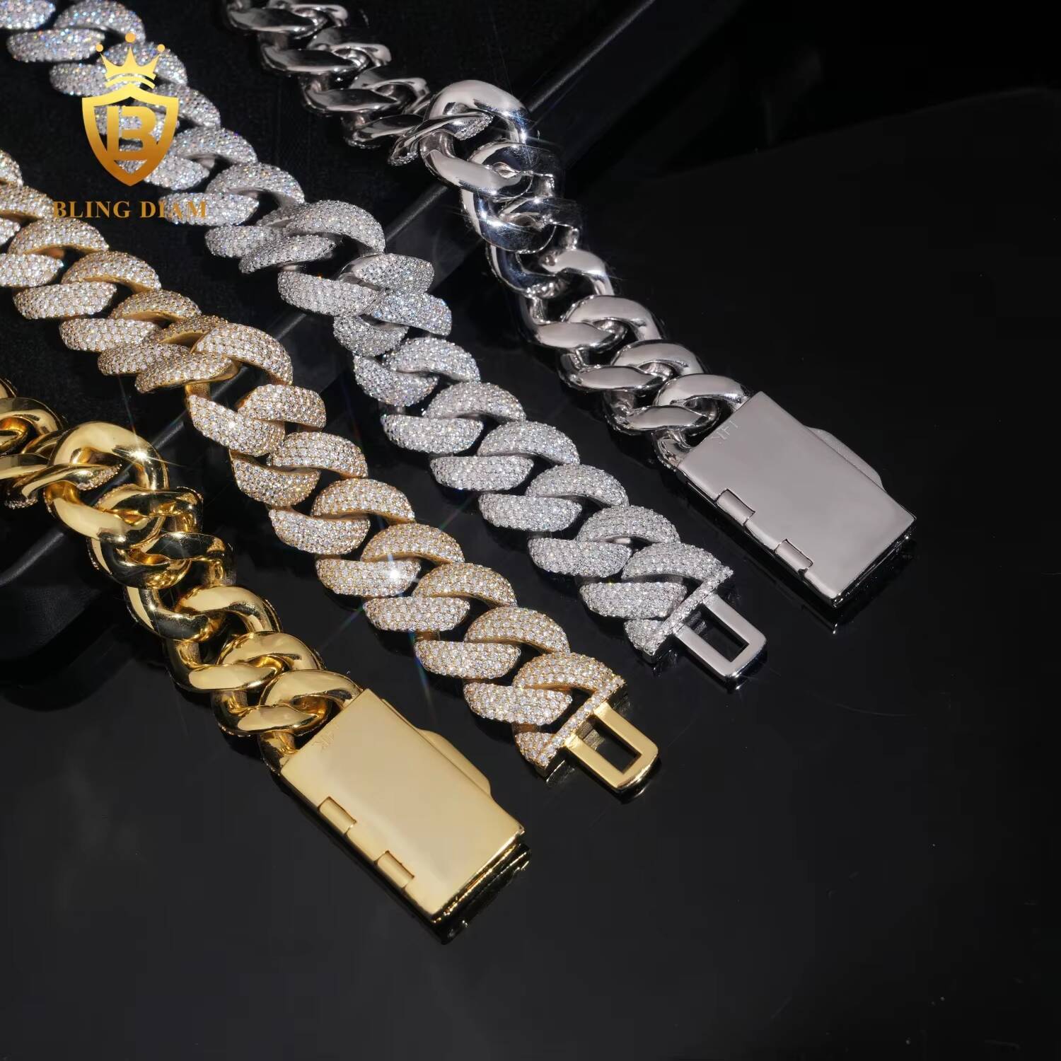 Iced Out VVS Moissanite Diamond Fine Jewelry Sterling Silver 925 Hip Hop Miami Cuban Link Chain Necklace
