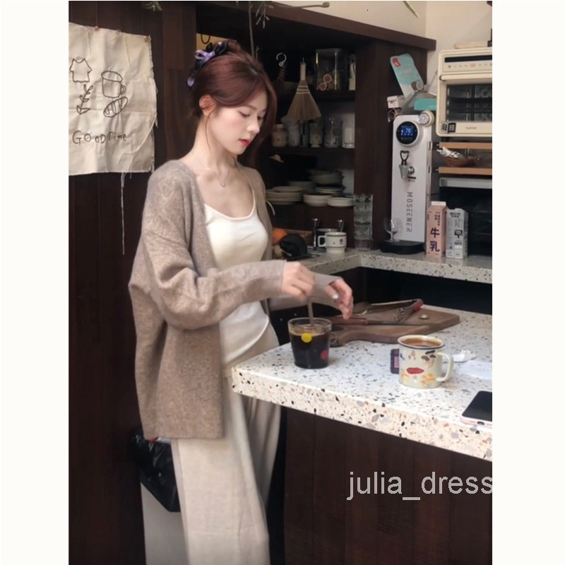 Early Autumn Lazy Style Knitted Sweater Top Korean Style Spring and Autumn New Soft Cardigan Casual Outerwear Sweater Jacket