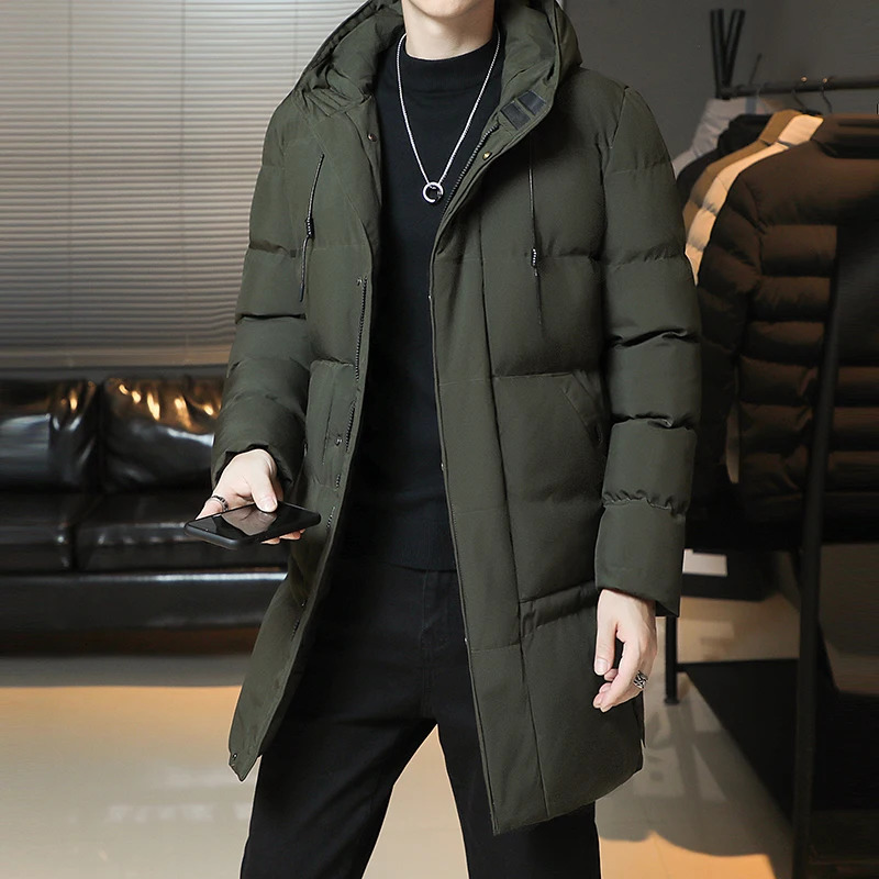 Winter Fashion Youth Middle And Long Clothes MenS Korean Version Bread Down Cotton Thickened Warm Coat Boy 251105