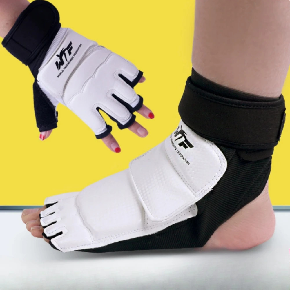 1Set Taekwondo Leather Foot Gloves Sparring Karate Ankle Protector Boxing Martial Arts Sock Training Sports Protective Gear 251107