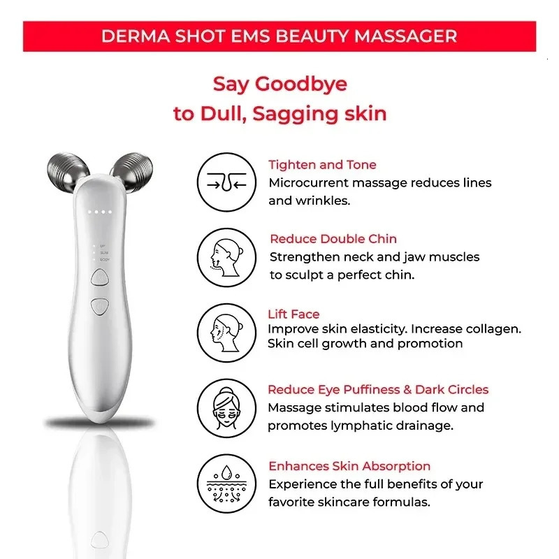 Electric Microcurrent Beauty Instrument Face Lift Roller Massager Skin Tighten Thin Double Chin Massage Devices 251106