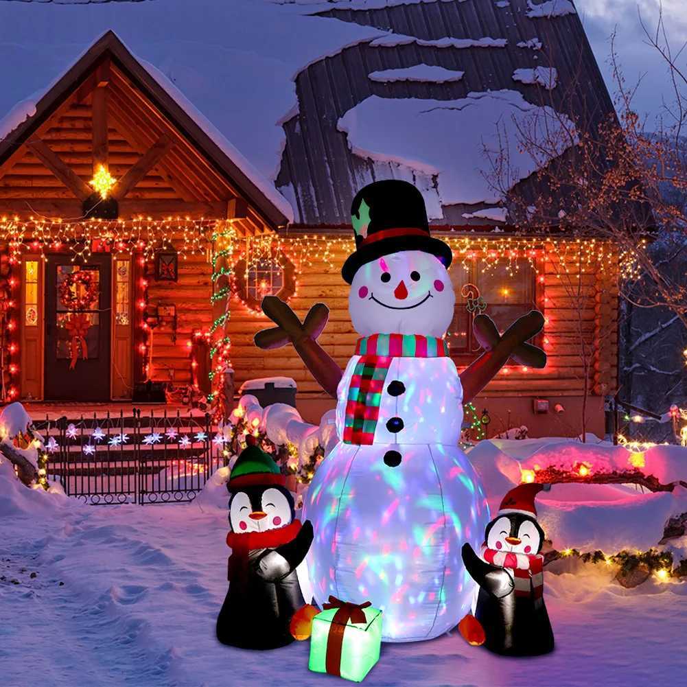 Christmas OurWarm 6ft Christmas Inflatables Christmas Decor Outdoor Inflatable Snowman Penguin Blow Up Decor with Rotating LED Lights Y251111