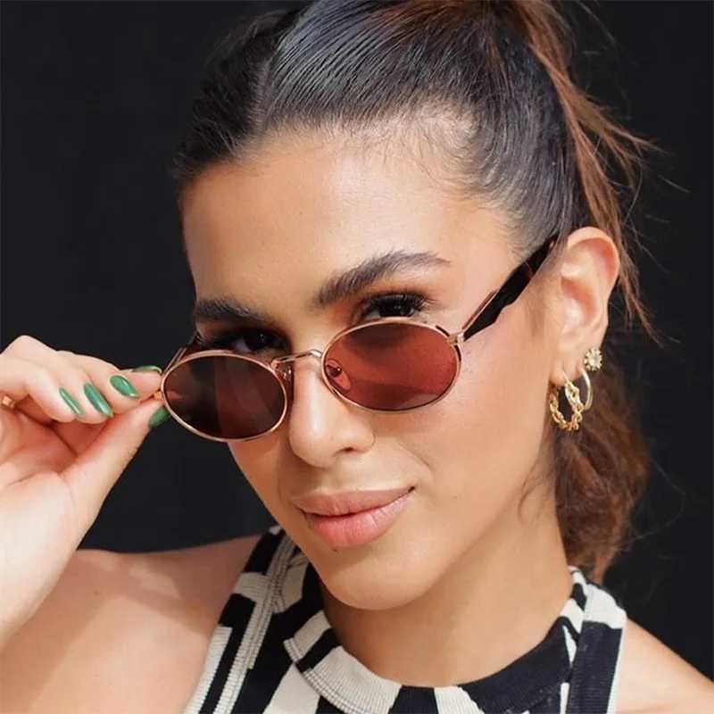 Cross Border New Oval Hot Style Lens Small Round Metal Fashion Sunglasses for Men and Women