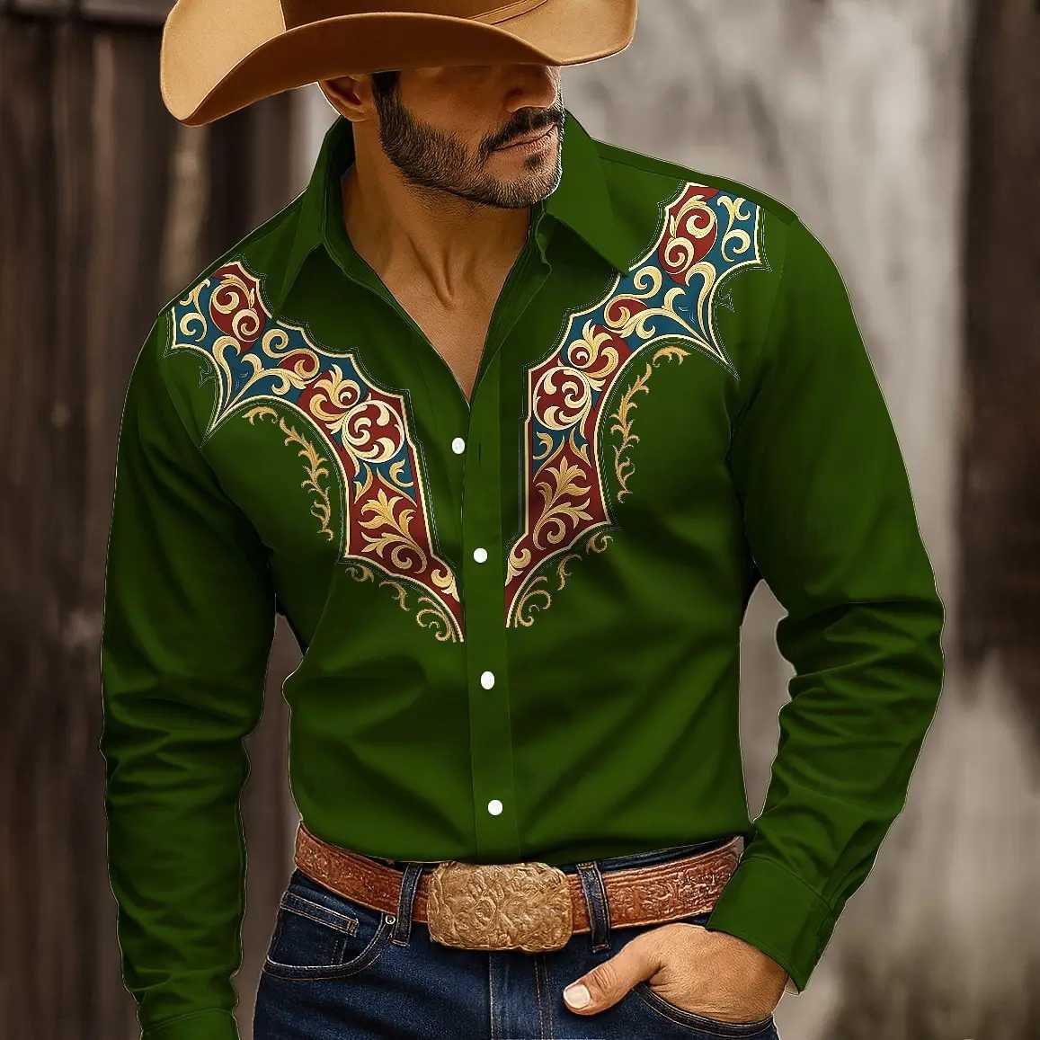 Mens Geometric Aztec Ethnic Shirt Fashion 3D Printed Shirt Button Up Shirt Casual Long Sleeve Shirt Street Blouse for Mens K251110