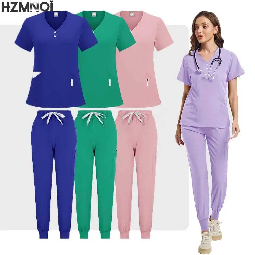 Medical Nurse Uniform High Quty Doctor Suits Uniforme Scrub Set Women and Mens Modern V-Neck Tops and Pant Hospital Workwear X250410