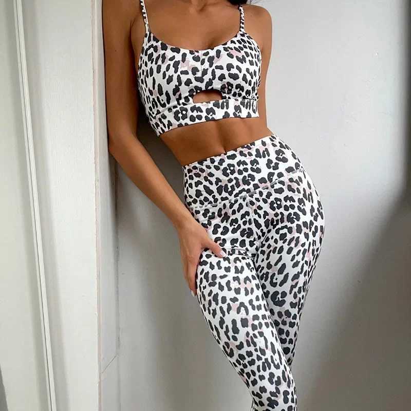 Leopard Print Yoga Set Womens Clothing Tracking Set Quick Drying Womens Fitness Pants Set Womens Fitness Pants SetW250411