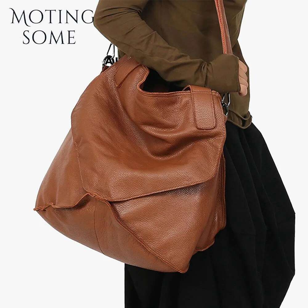 Designer Bag Motingsome Oversize High Quality Cowhide Handbag And Purses Large Capacity Casual Shoulder Hobo Bag Roomy Leather Tote