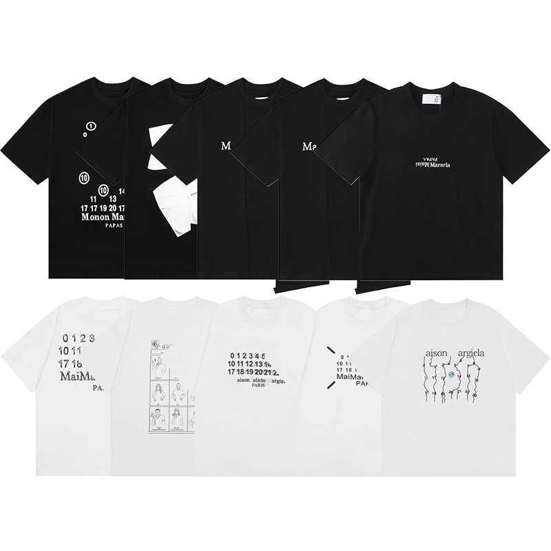 men t shirt designer t shirt letter print mm6 t-shirts splicing style balck tshirts men women desigenr shrot sleeves cotton tee us size s-xl