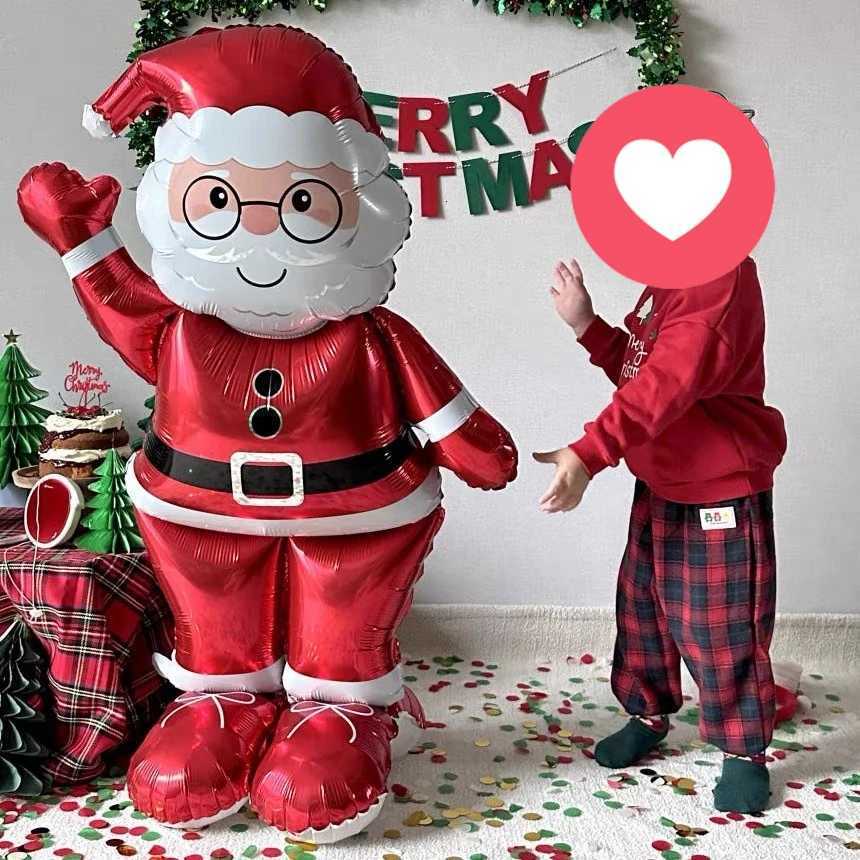 Christmas 90cm Standing Santa Claus Foil Balloon Large Foil Balloon for Christmas Holiday Party Decorat 2026 New Year Birthday Easter Gift Y251111