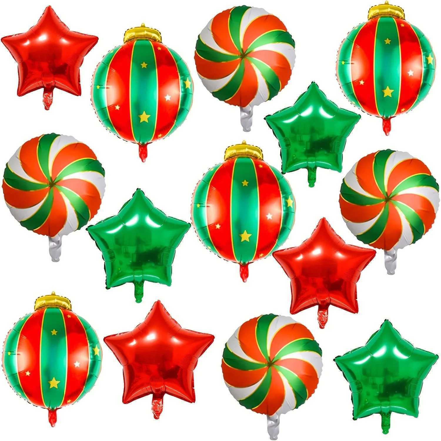 Christmas 14Pcs Set of Christmas Balloons Large Christmas Decorations That Can Be Hung with Red and Green Striped Ball Balloons 2026 Y251111