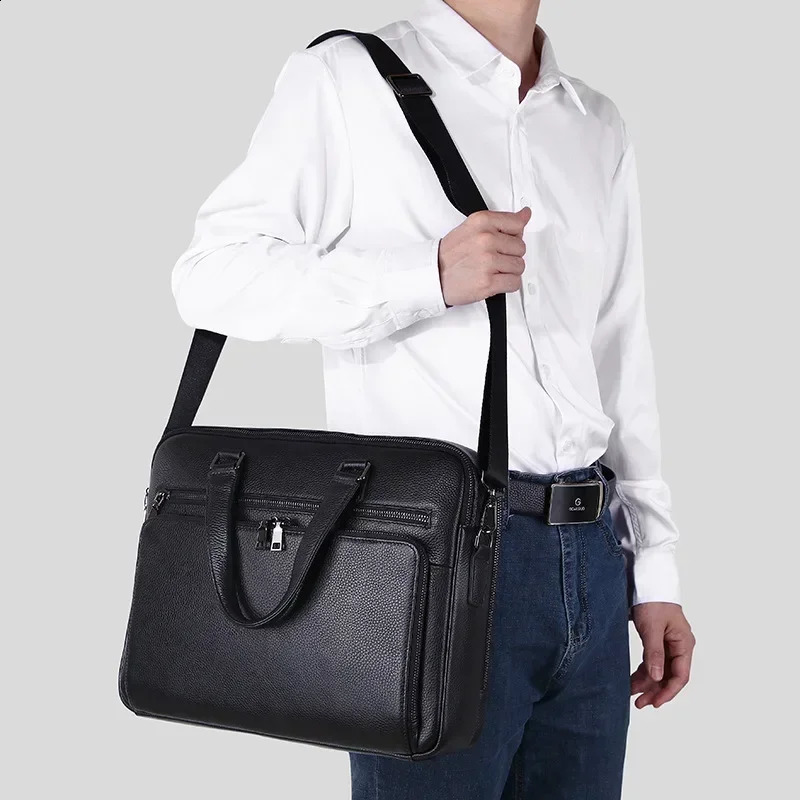 laptop bag made of genuine leather for men mens briefcase mens handbag mens messenger 14 inch computer bag 250410