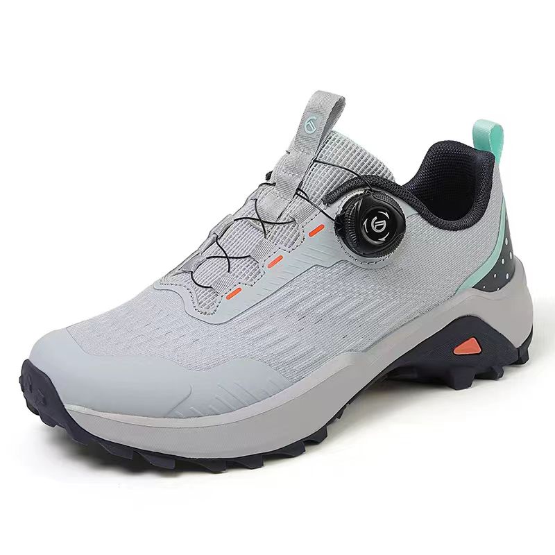 Quick anti-slip outdoor trail running shoes men and women; Rotating button no lace lightweight hiking boots for mountaineering