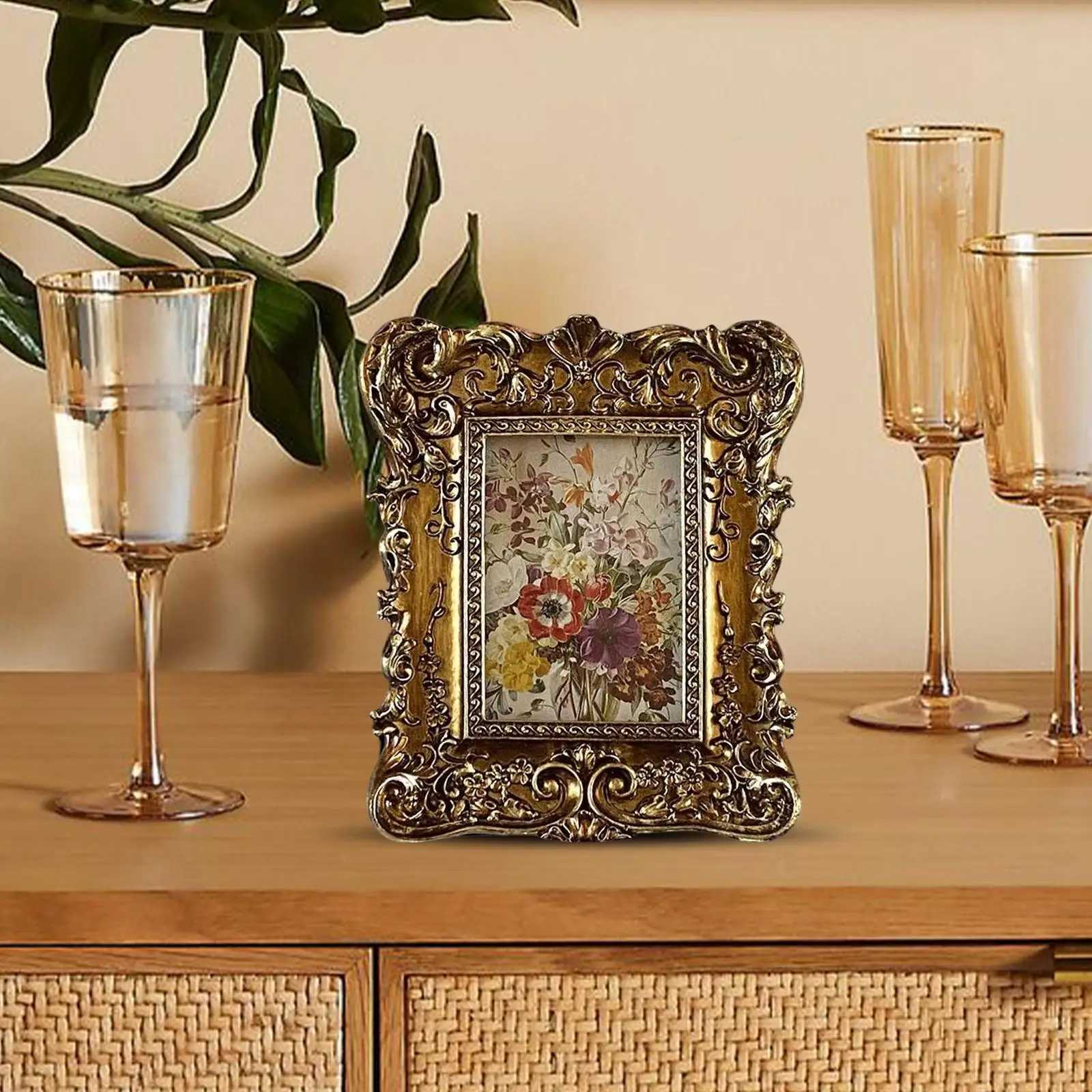 Embossed Floral Photo Display Holder Elegant Decorative Table Wall Hanging Picture Frame for Hallway Home Decor L251110 H260306
