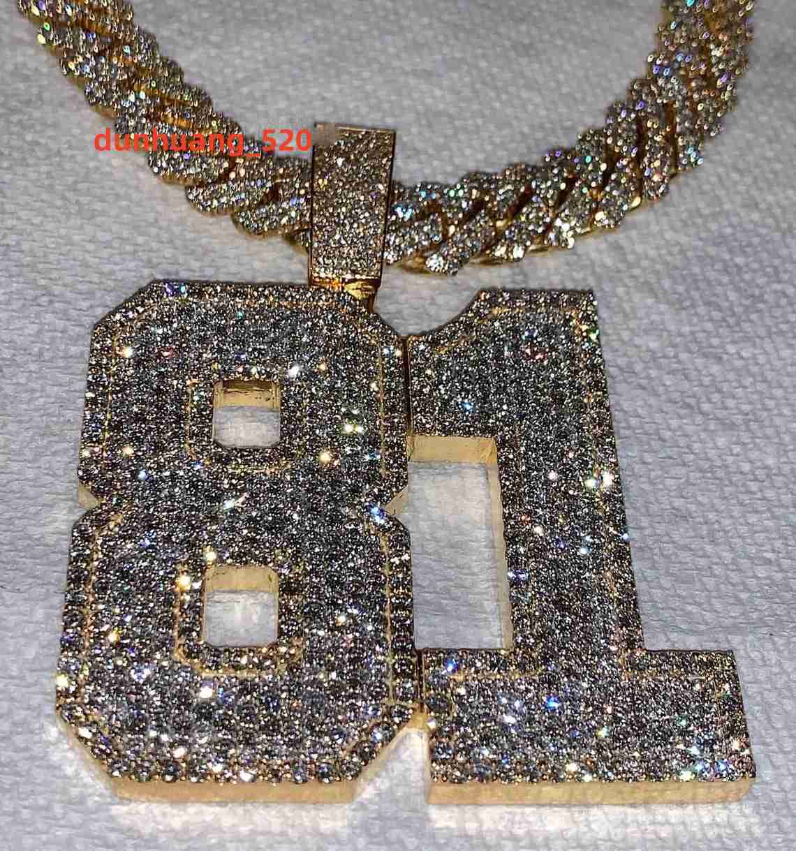 Pass Diamond Tester Hip Hop Jewelry S925 with Vvs Moissanite Customize Jewelry Diamond Custom Pendant Number Pendant