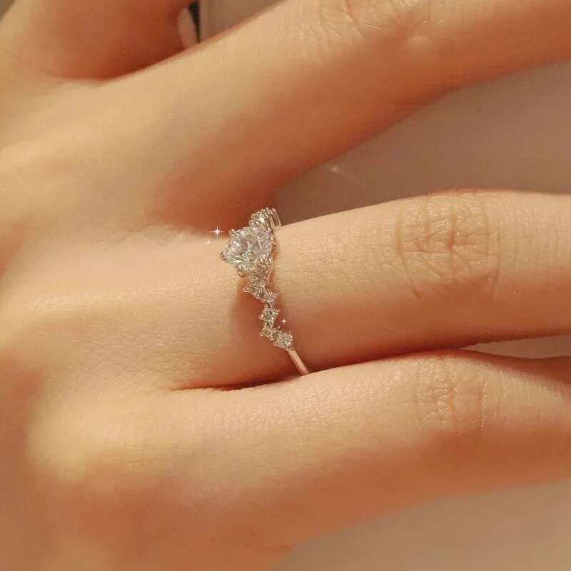 1CT Moissanite Womens Ring New Fashion Star Ring S925 Sterling Silver Adjustable For Women Wedding Party Gift