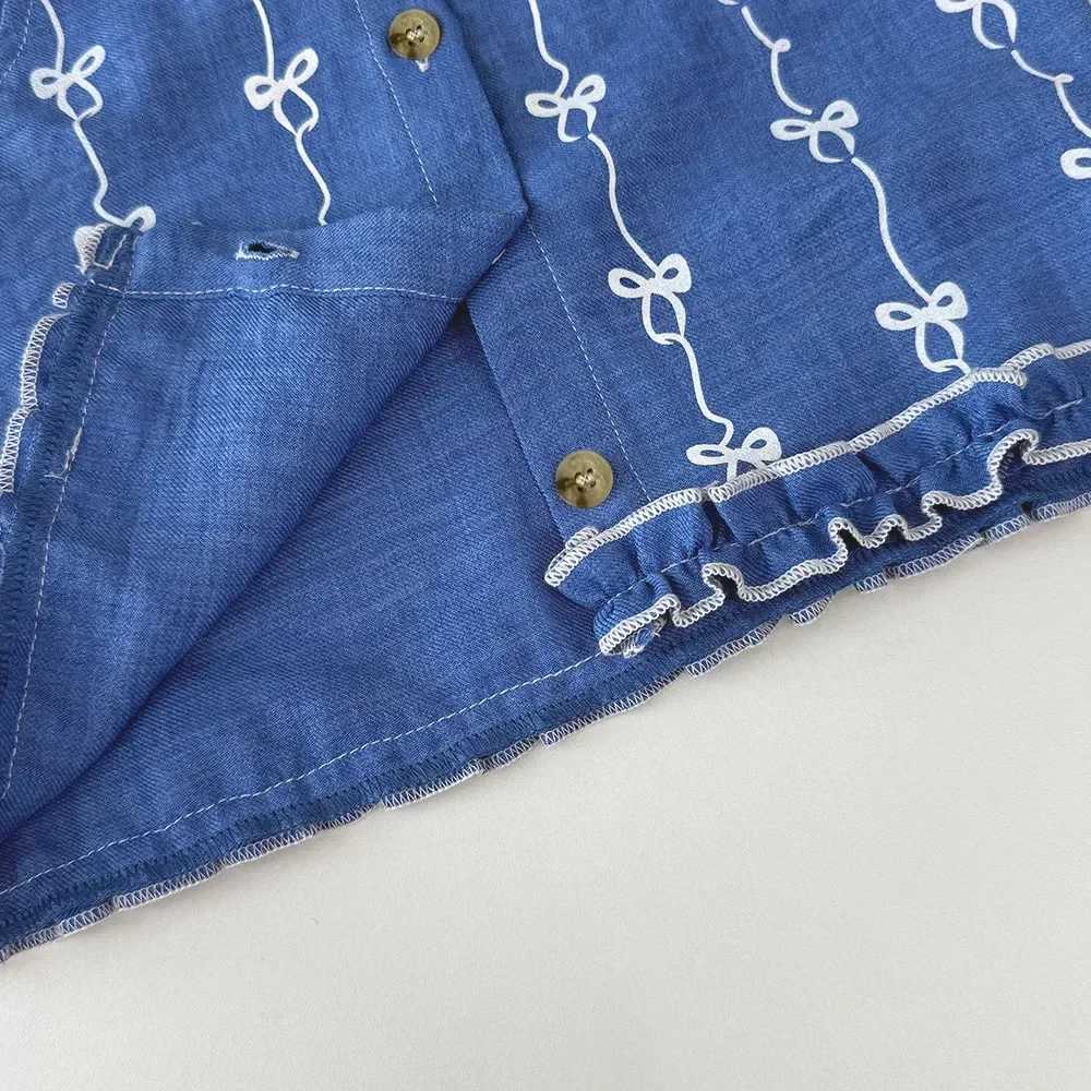 Summer new 2025 baby girl set imitates denim bow print sleeveless top and pants two-piece casual childrens clothingXJ250410