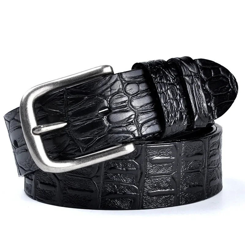 Fashion Solid Color Pattern Cowhide Belts for Men Retro Trend Business Leather Belt Clothing Accessories Gift 251031