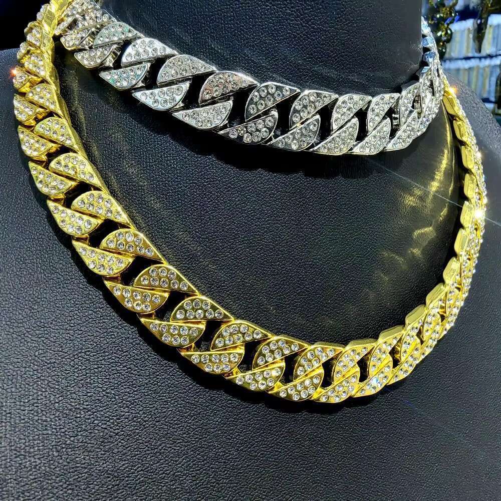 DHCollections Factory Hot Sale Iced Out 15mm Miami k Cuban Chain Bg Rhie Necklace