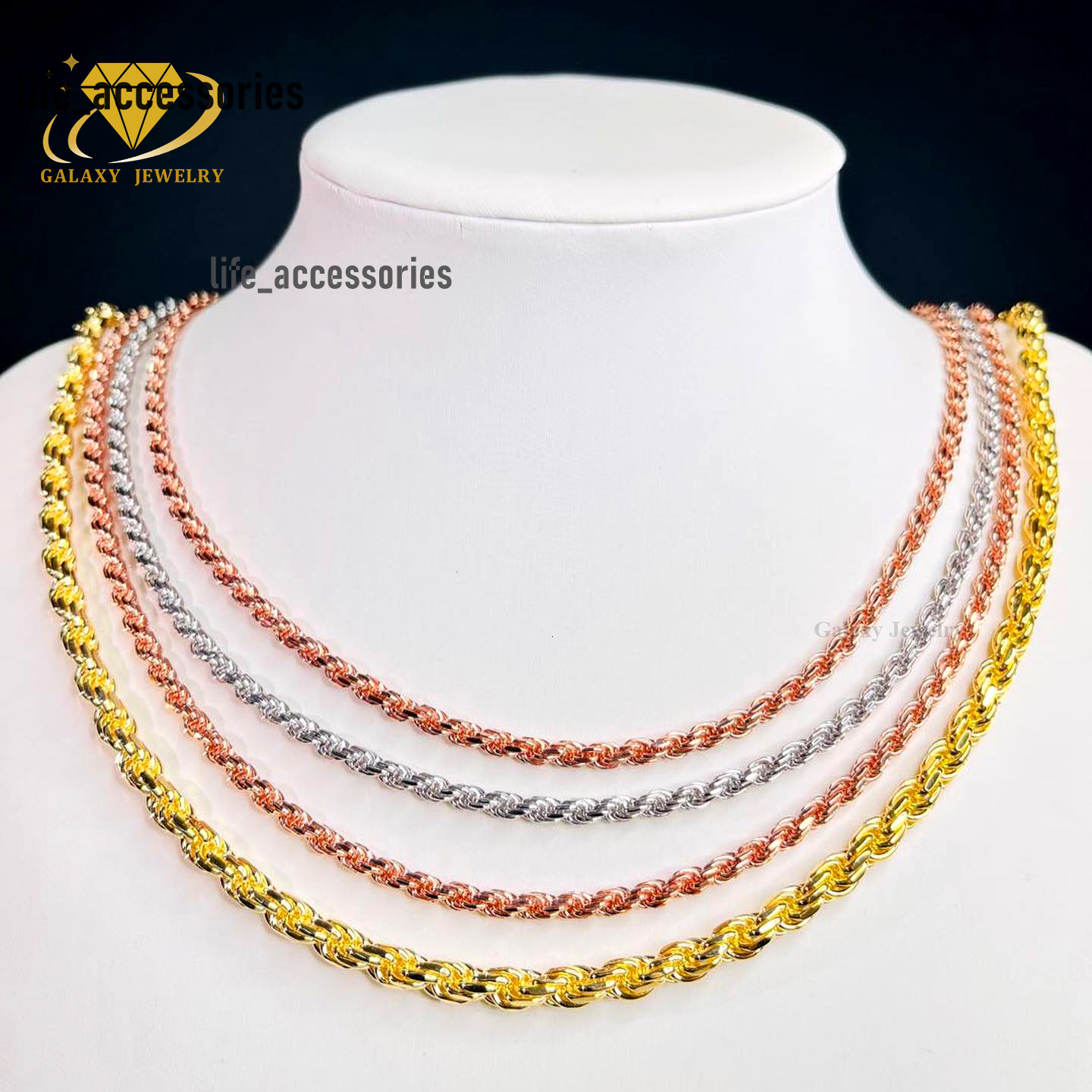 Hip Hop Jewelry 925 Silver Gold Plated Rope Chain Necklace Factory Wholesale Making Machine Rope Chains for Men