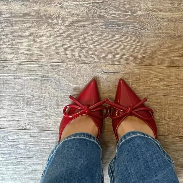 Fashion womens high heels sandals red sexy bow ankle belt womens pointed wedding party prom womens shoes large size 251110
