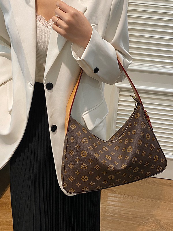 Old flower European and American fashion women's printed tote bag shoulder bag casual large capacity commuting armpit bag