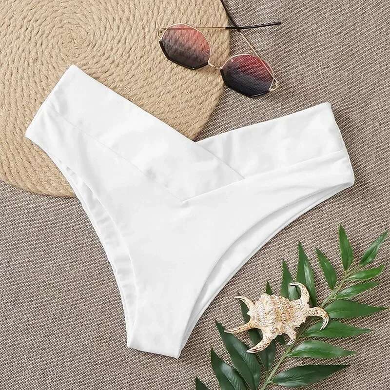 Solid Color Women's High Waist swimming Trunks Bikini Panties Swimwear Bottom Female Swimsuit Briefs Beachwear Bathing Suits