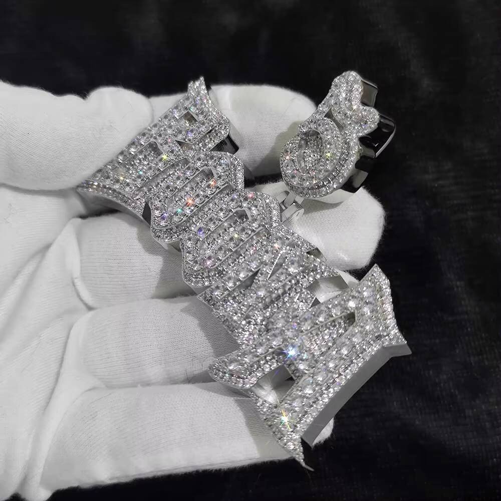 NUOYA Customized Hip Hop Jewelry Iced Out Diamond Name Pendant Personalized Shiny Diamond Custom Letter Pendant Customizable