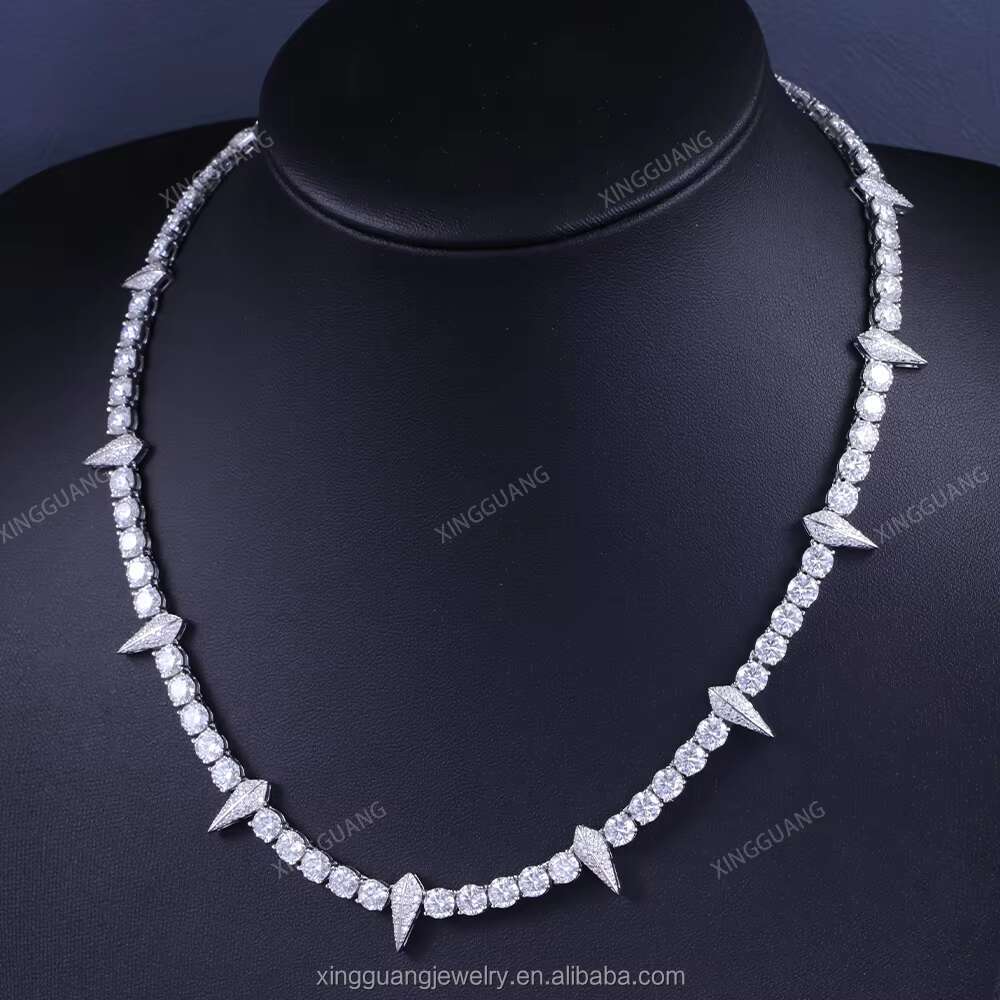 XG Pass Diamond Tester Fancy Moissanite Tennis Chains Necklaces 925 Silver Vvs Moissanite Chains Fine Jewelry Necklaces