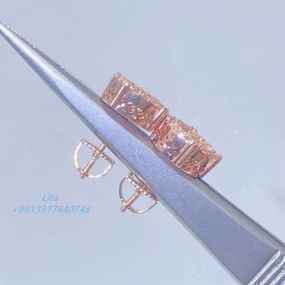 Ready to Ship Wholesale Iced Out Vvs Moissanite 925 Jewelry Gold Silver Round Stud Earrings
