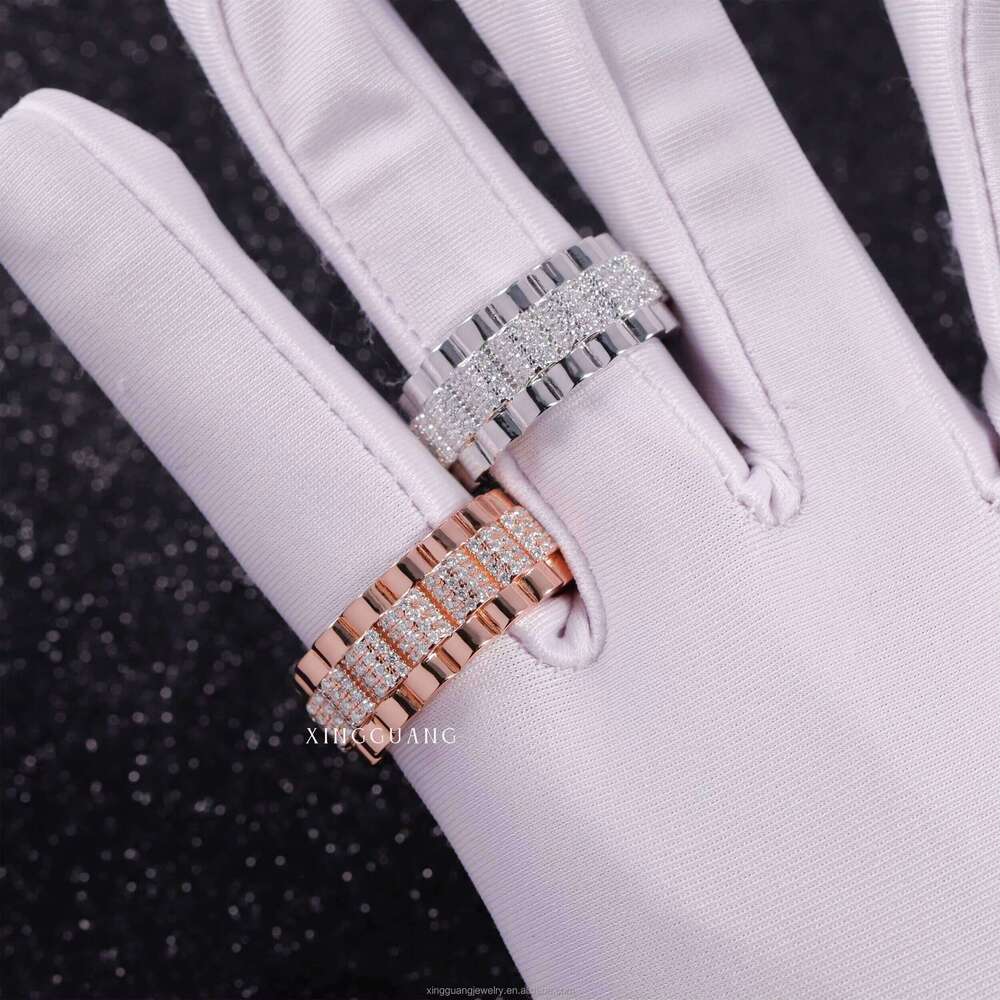 Hot Sale Ring Pass Dia Test Moissanite Hip Hop Watch Band Sterling Sier Rings for Men Daily Wear