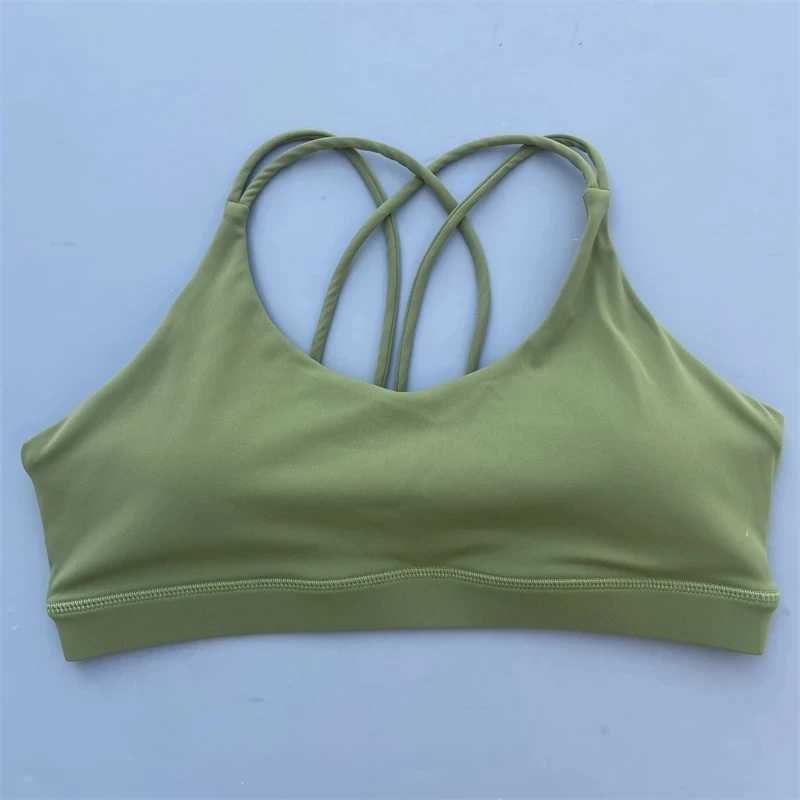 Solid color soft high-strength womens fitness bra tight sports top comprehensive training gym yoga bra tight chest padW250411