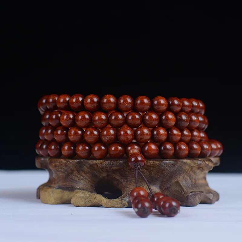Factory Direct Sale Chicken Blood Red Star Small Leaf Rosewood Buddhist Prayer Beads Bracelet108Multi-circle Bracelet Sandalwood