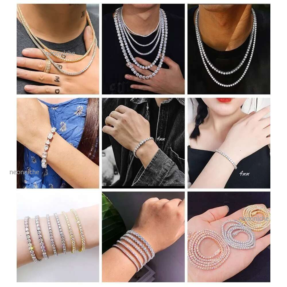Goldleaf Custom Hiphop Chain Men 3-5mm GRA Certified VVS Dia Sterg Sier Moissanite Tennis Necklace