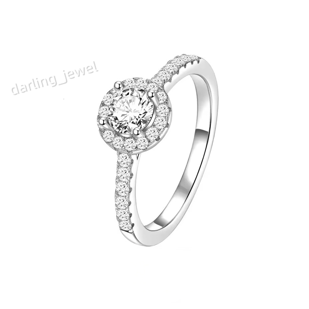Womens Stylish 925 Sterling Silver Wedding Rings 18K Gold Plated Moissanite Engagement Customizable Accessory Trendy Parties