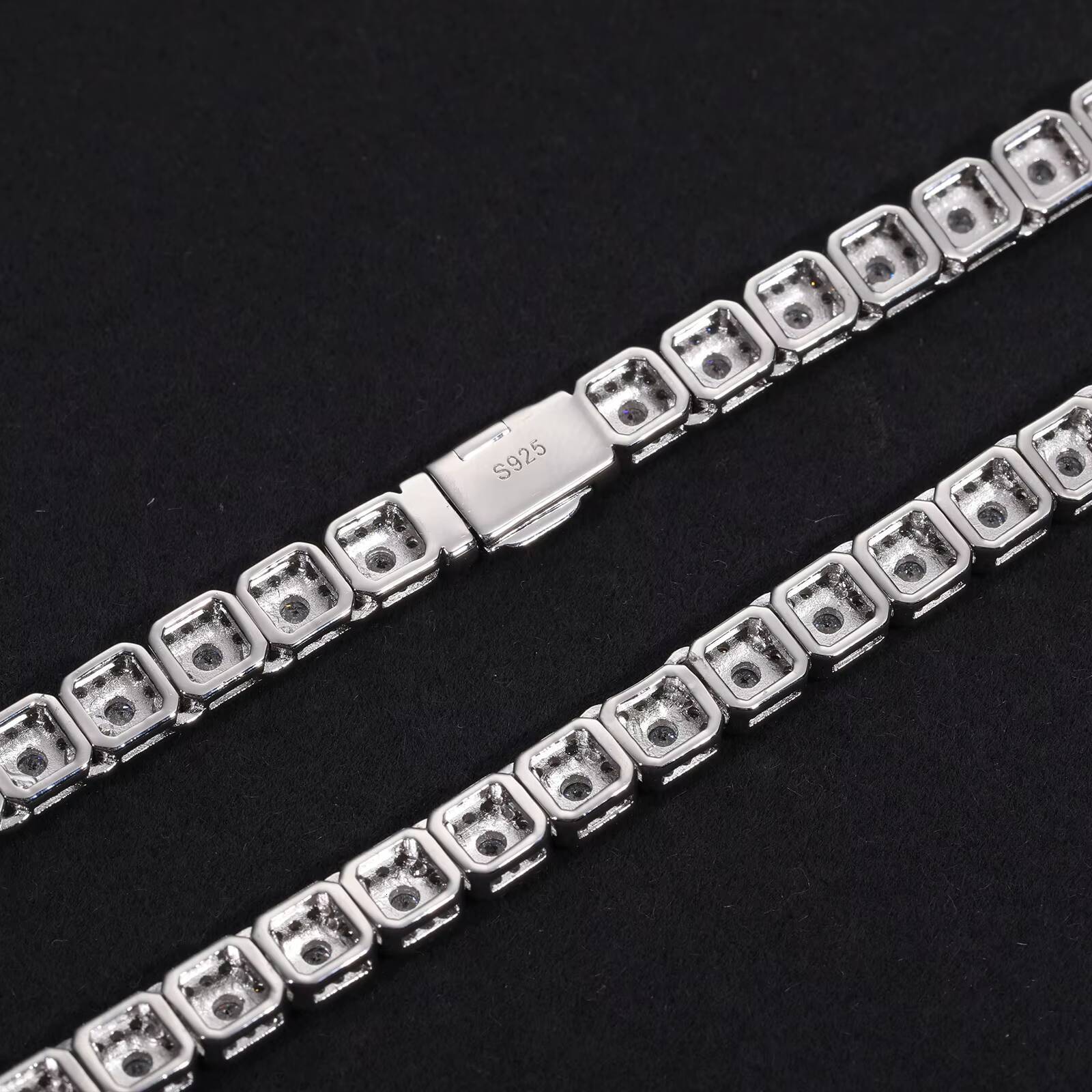 Fashion Hip Hop Jewelry Mens 6mm 925 Sterling Silver Micro Clustered VVS Moissanite Diamond Iced Out Halo Tennis Chain Necklace