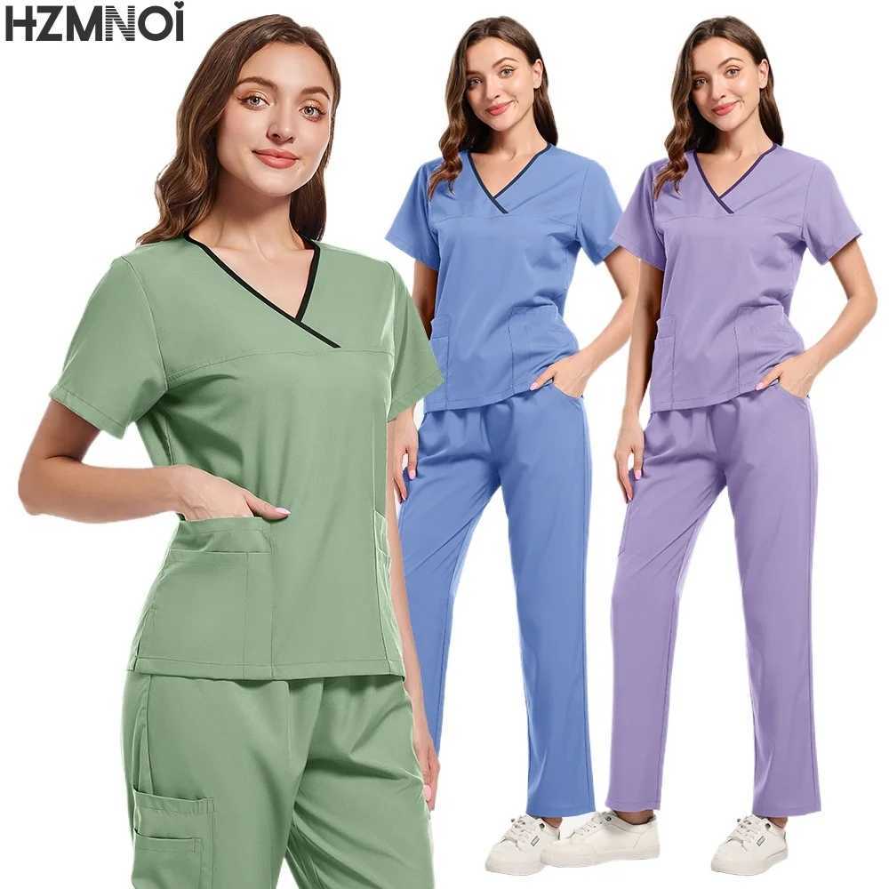 HZMNOI Medical Scrubs Surgical Work Unisex Doctor Nurses Uniforms Bottoms Elastic Joggier Trousers Dentist Pet Shop Beauty Pants X250410