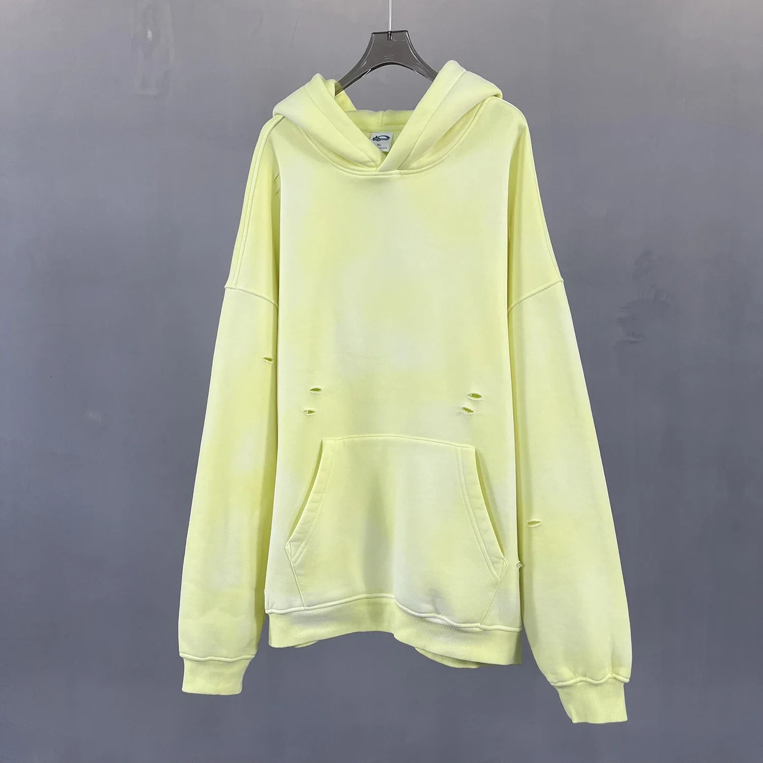 Autumn Winter in Hoodies Sweatshirts Oversize Monkey Wash Distressed Vintage Hoodie Cotton Cut Hole Plush Hoodie Men 251110