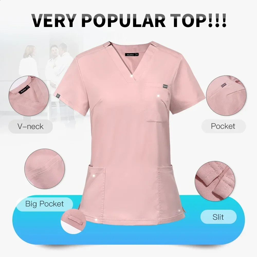 Scrub Nursing Gown High Quality Elastic Scrub Healthcare Pharmacy Solid Color Uniform Wholesale Workwear Unisex 250407