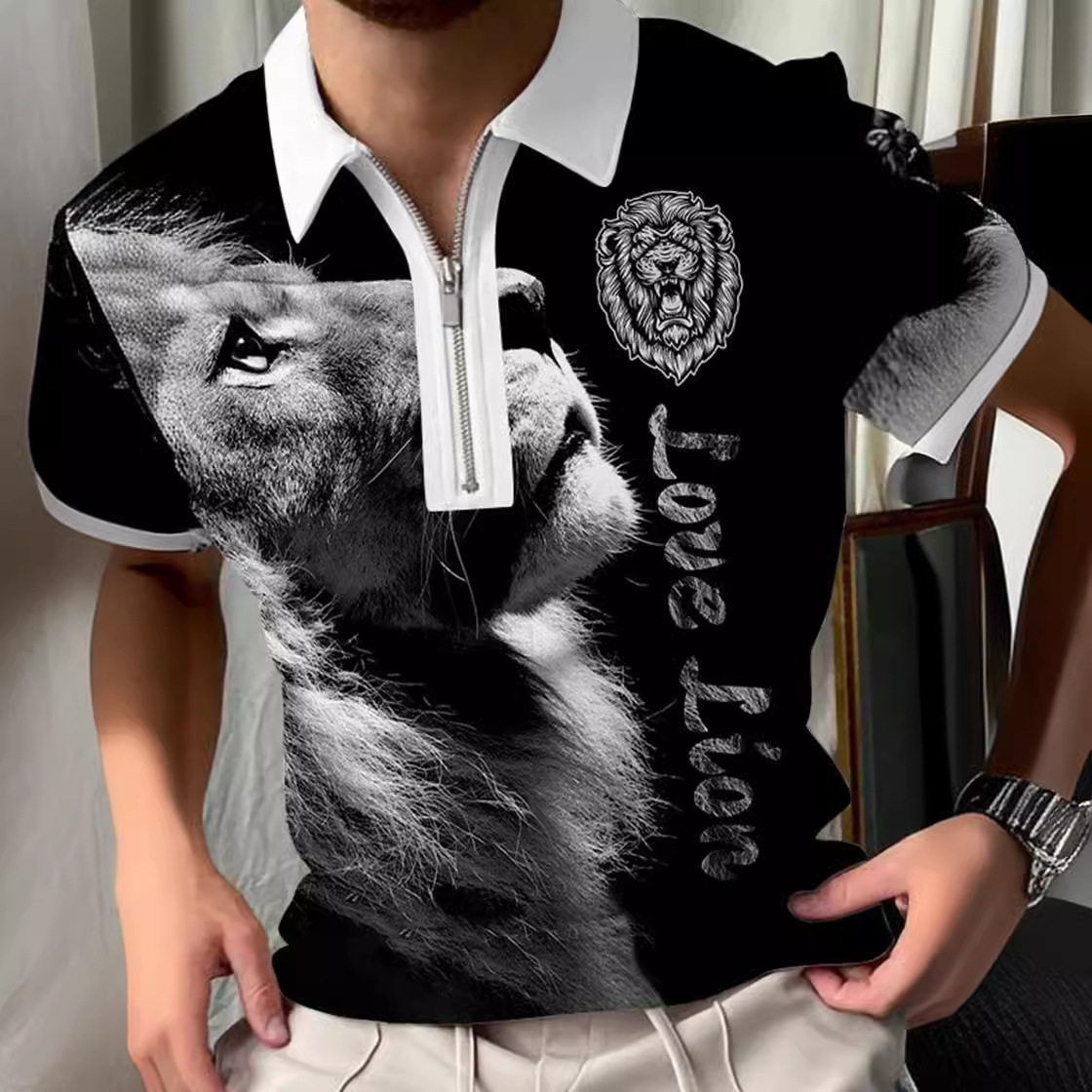 Mens POLO Polo Collar Summer 3D Casual Polo Shirt Summer Daily T-shirt